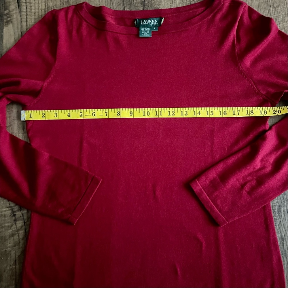 Lauren Ralph Lauren green label silk/nylon/cotton blend boat neck red - Picture 10 of 10